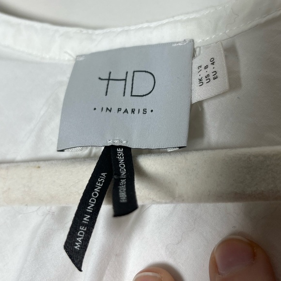 Anthropologie HD in Paris Pristine White Ruffle Sleeve Top, size 8 - Picture 5 of 11